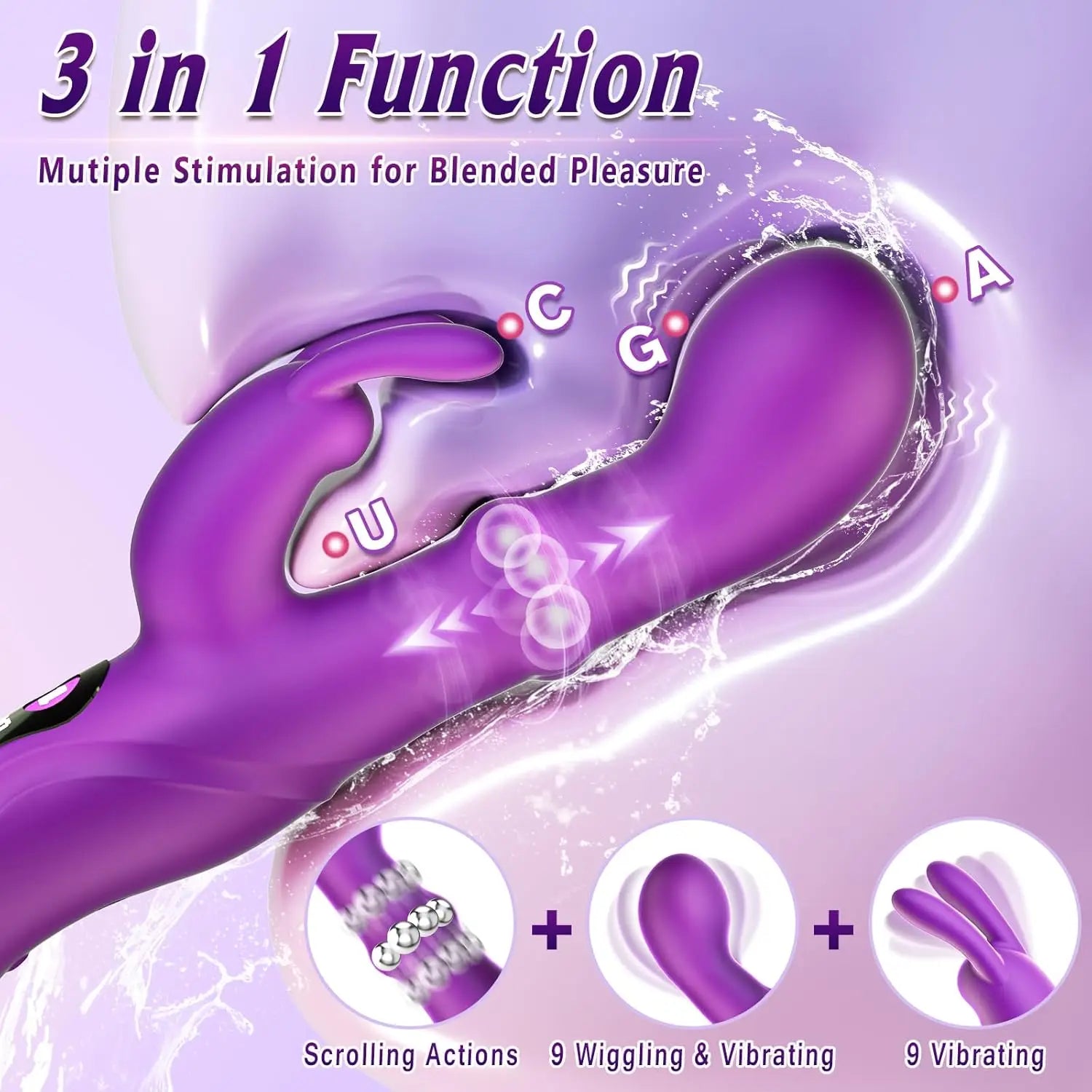 Vibrator Rotating Squeeze Dildo Adult Sex Toys 4IN1 G Spot Rabbit Vibrators Female Clitoral Stimulator with 10 Vibrating