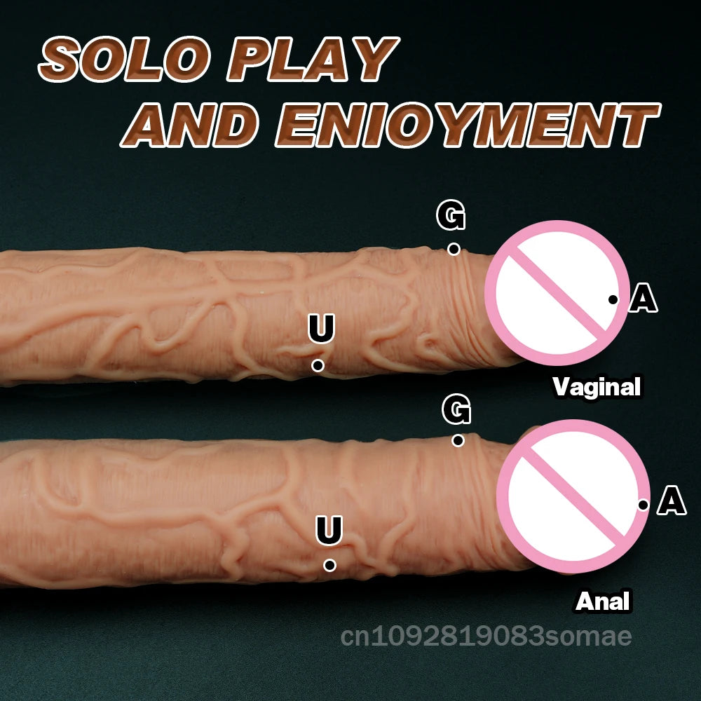 Dual-Ended Dildo for Women -Flexible Realistic Double Penetration Adult Toy, Soft Waterproof Phallus for Vaginal Anal Stimulatio