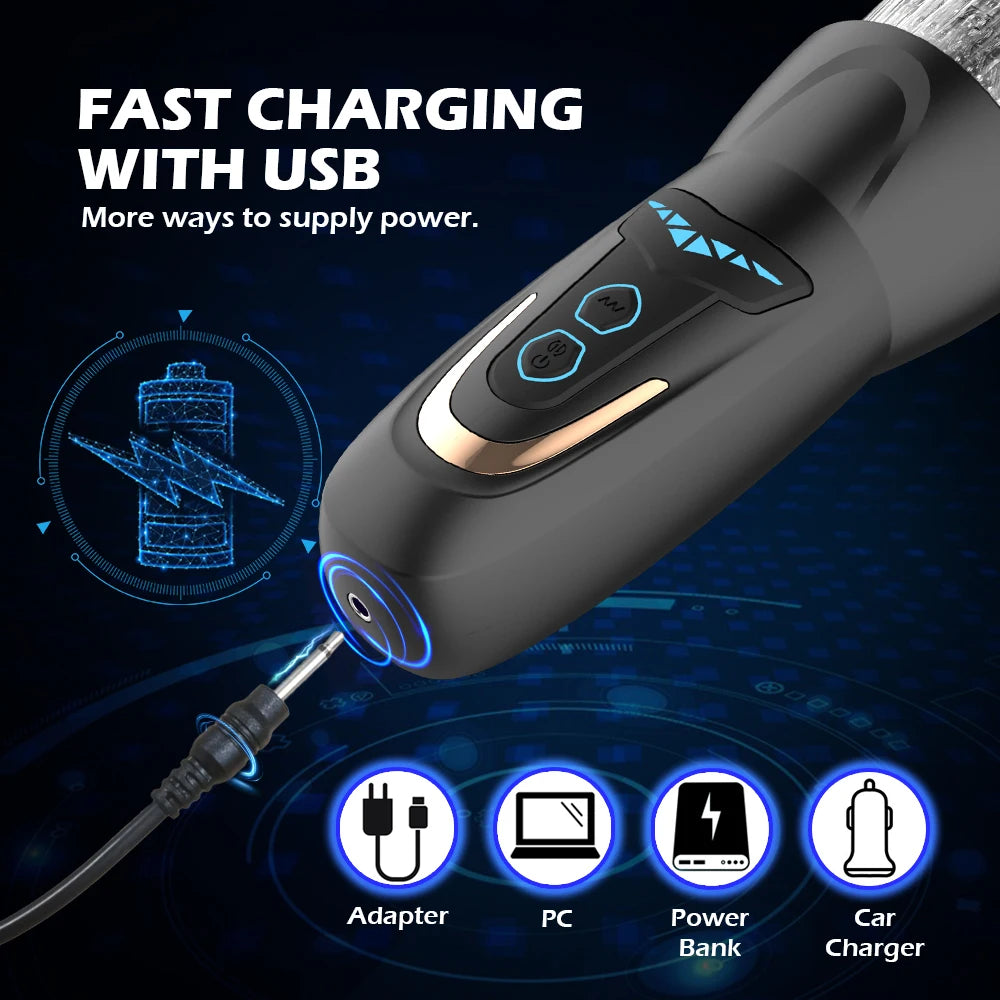 Male Masturbator Sex Toys for Men - Adult Toy with Thrusting & Rotating, Penis Vibrator Pocket Pussy Hands Free Sex Machine