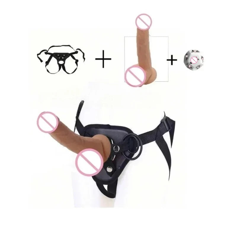 Wear Strap on Realistic Dildo for woman lesbian Sexual games Sex Toys Product Adult  Penis Exerciser Female Vagina Massage Gode