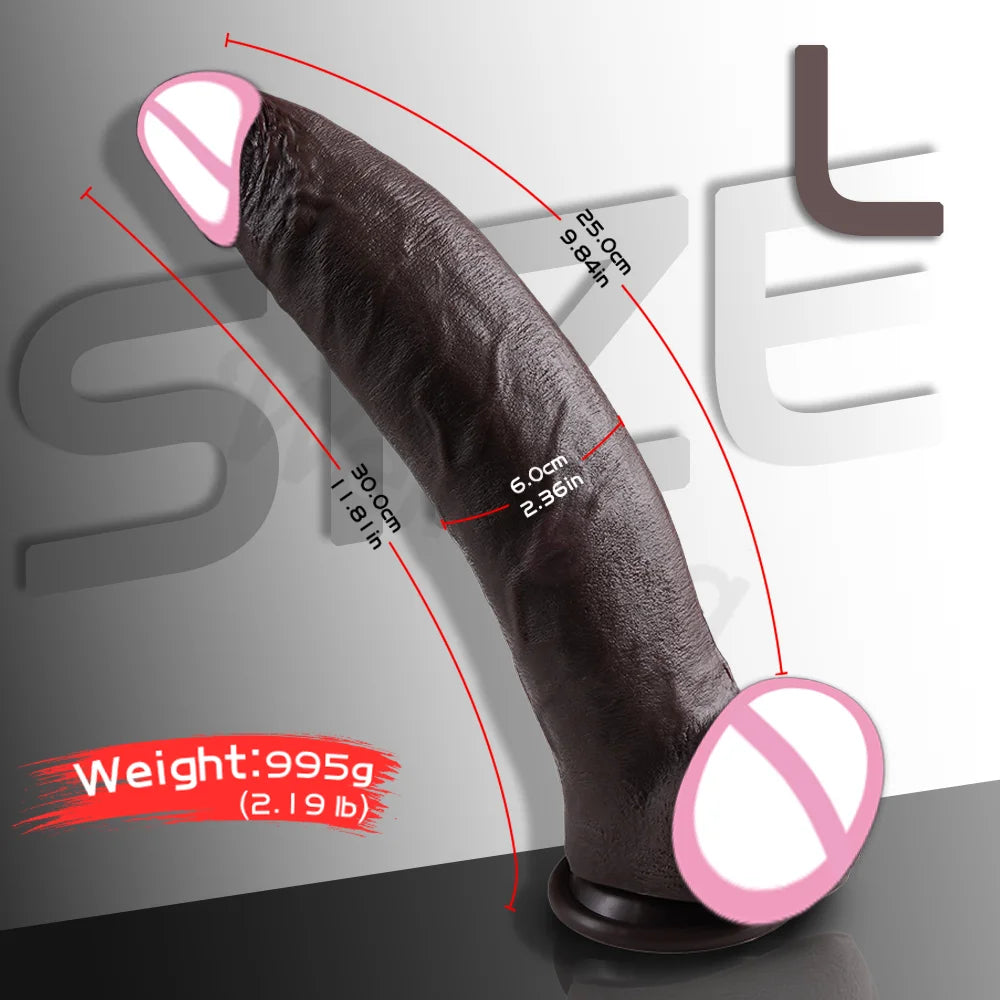Huge and realistic dildo, equipped with thick suction cup for female masturbation companion, anal penetration accessory, sex toy