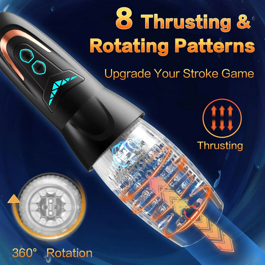 Male Masturbator Sex Toys for Men - Adult Toy with Thrusting & Rotating, Penis Vibrator Pocket Pussy Hands Free Sex Machine