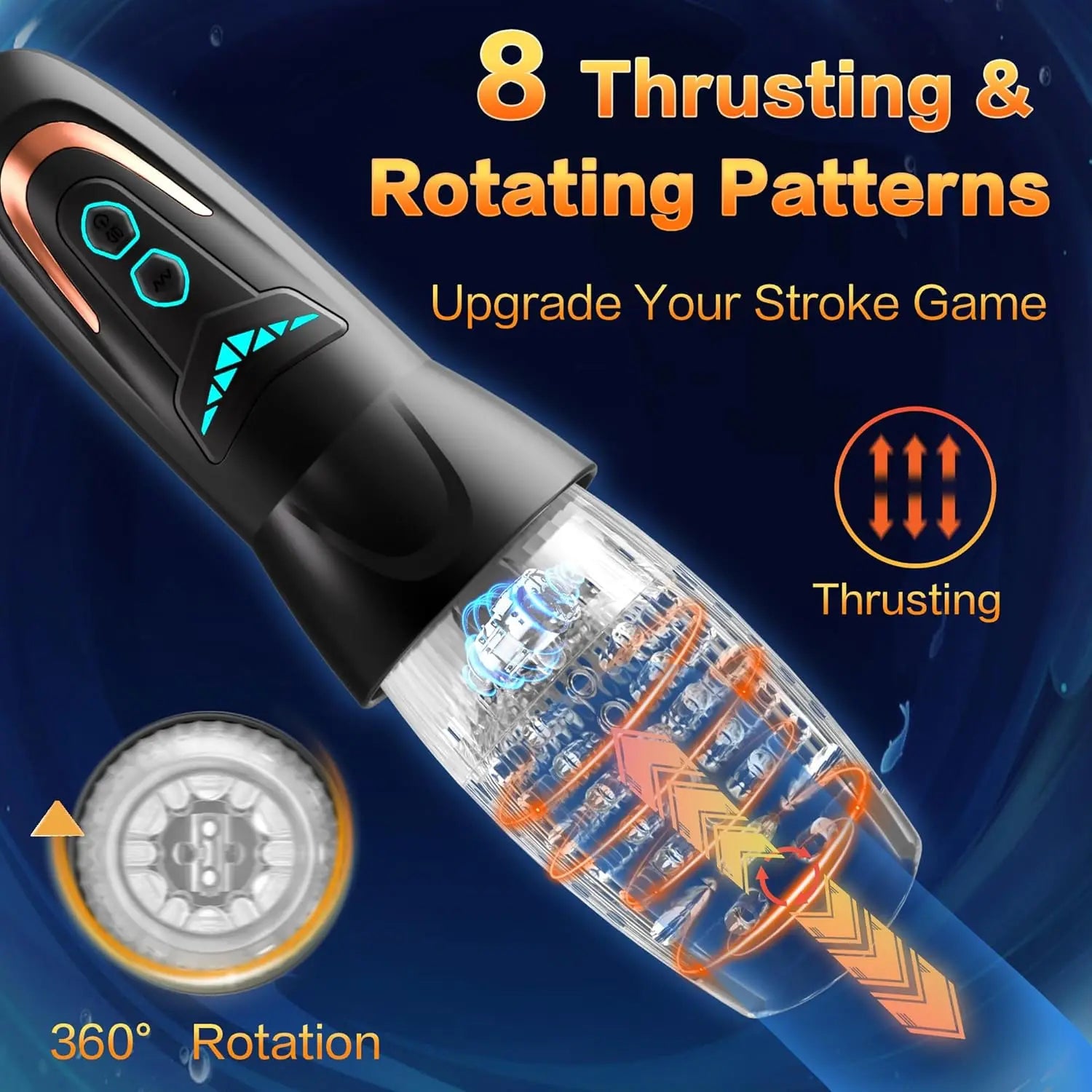 Male Masturbator Sex Toys for Men - Adult Toy with Thrusting & Rotating, Penis Vibrator Pocket Pussy Hands Free Sex Machine