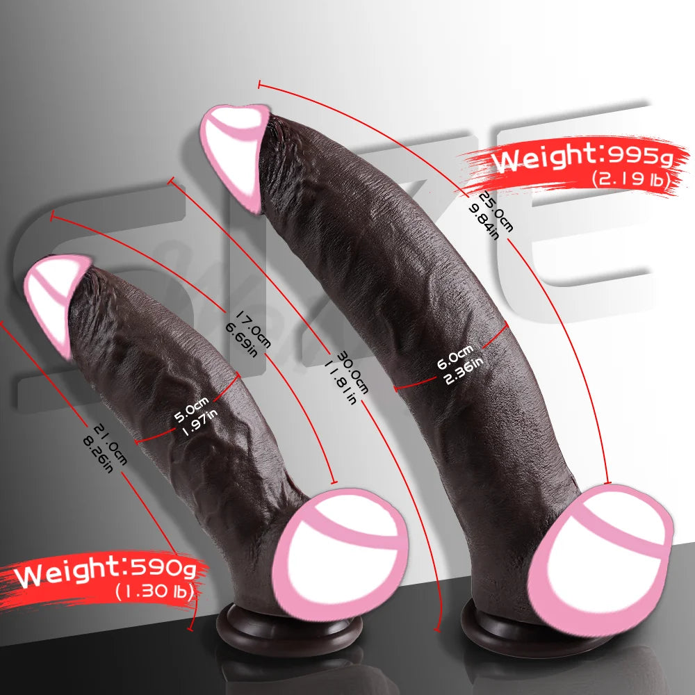 Huge and realistic dildo, equipped with thick suction cup for female masturbation companion, anal penetration accessory, sex toy
